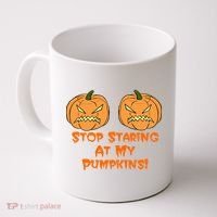 Stop Staring At My Pumpkins Halloween Costume Coffee Mug thumb 0