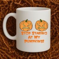 Stop Staring At My Pumpkins Halloween Costume Coffee Mug thumb 2