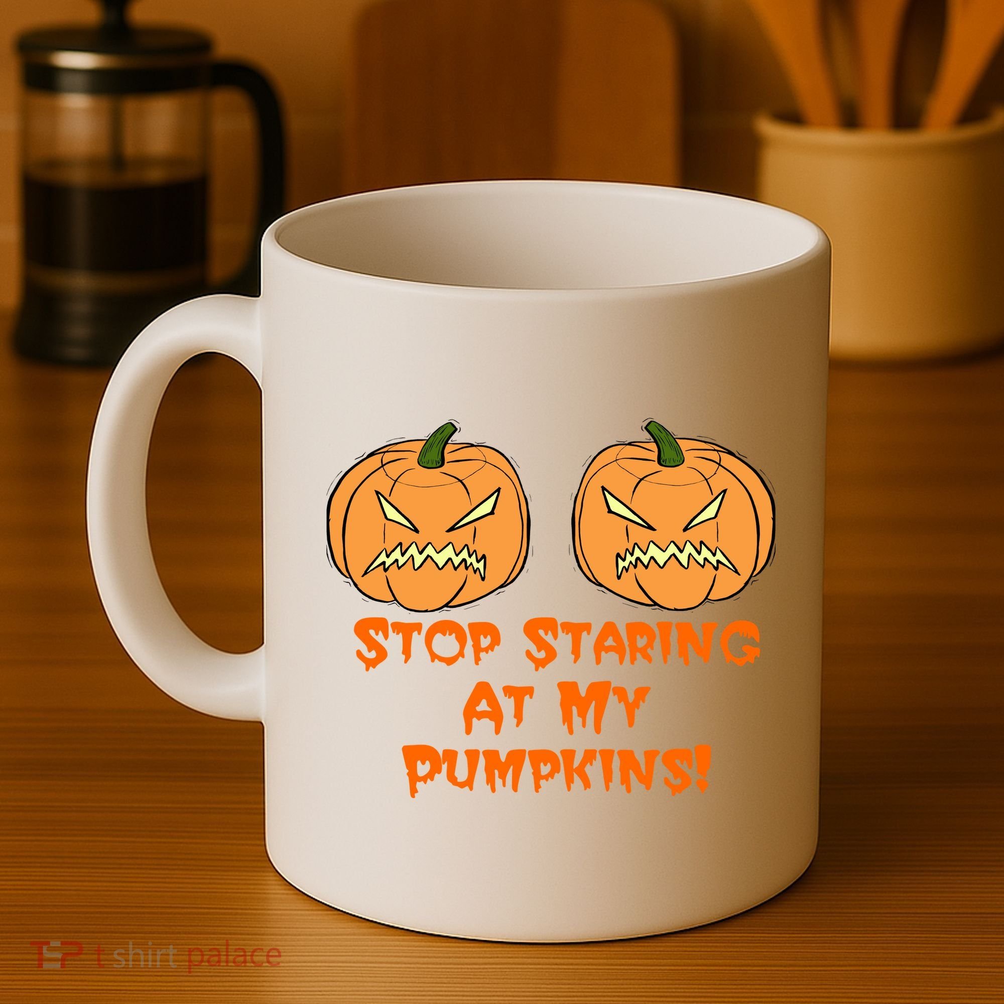 Stop Staring At My Pumpkins Halloween Costume Coffee Mug