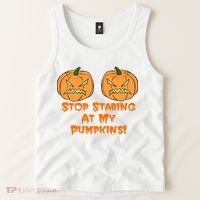 Stop Staring At My Pumpkins Halloween Costume Tank Top thumb 2