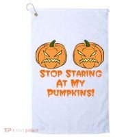 Stop Staring At My Pumpkins Halloween Costume Golf Towel thumb 0