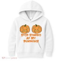 Stop Staring At My Pumpkins Halloween Costume Kids Hoodie thumb 0