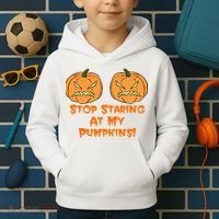 Stop Staring At My Pumpkins Halloween Costume Kids Hoodie thumb 2