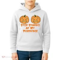 Stop Staring At My Pumpkins Halloween Costume Kids Hoodie thumb 4