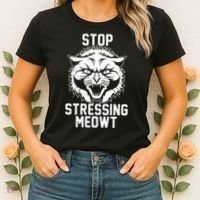 Stop Stressing Meowt Angry Cat Women's T-Shirt thumb 2