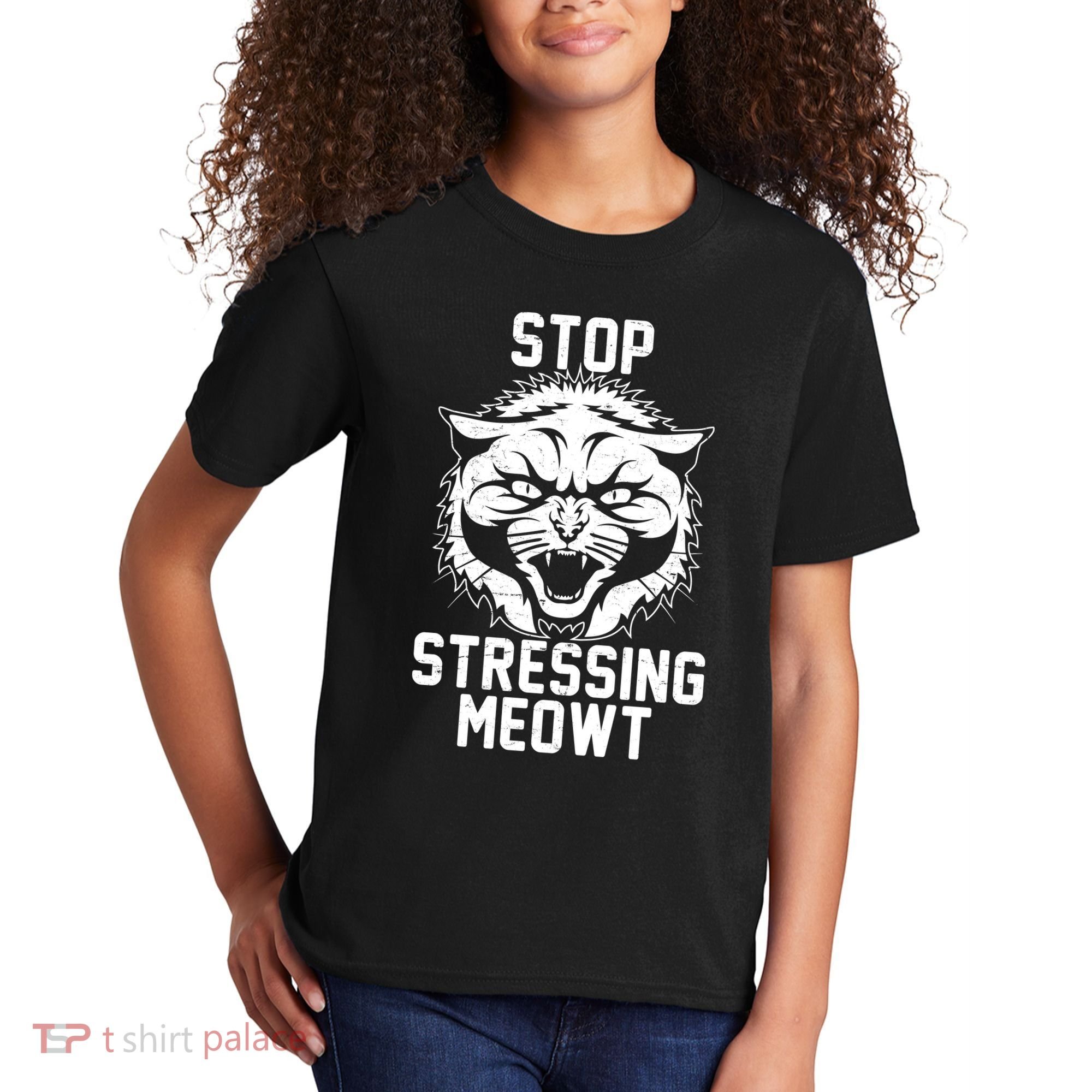 Stop Stressing Meowt Angry Cat Kids T-Shirt
