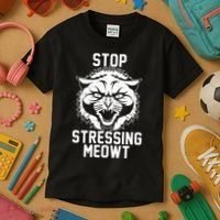 Stop Stressing Meowt Angry Cat Kids T-Shirt thumb 3