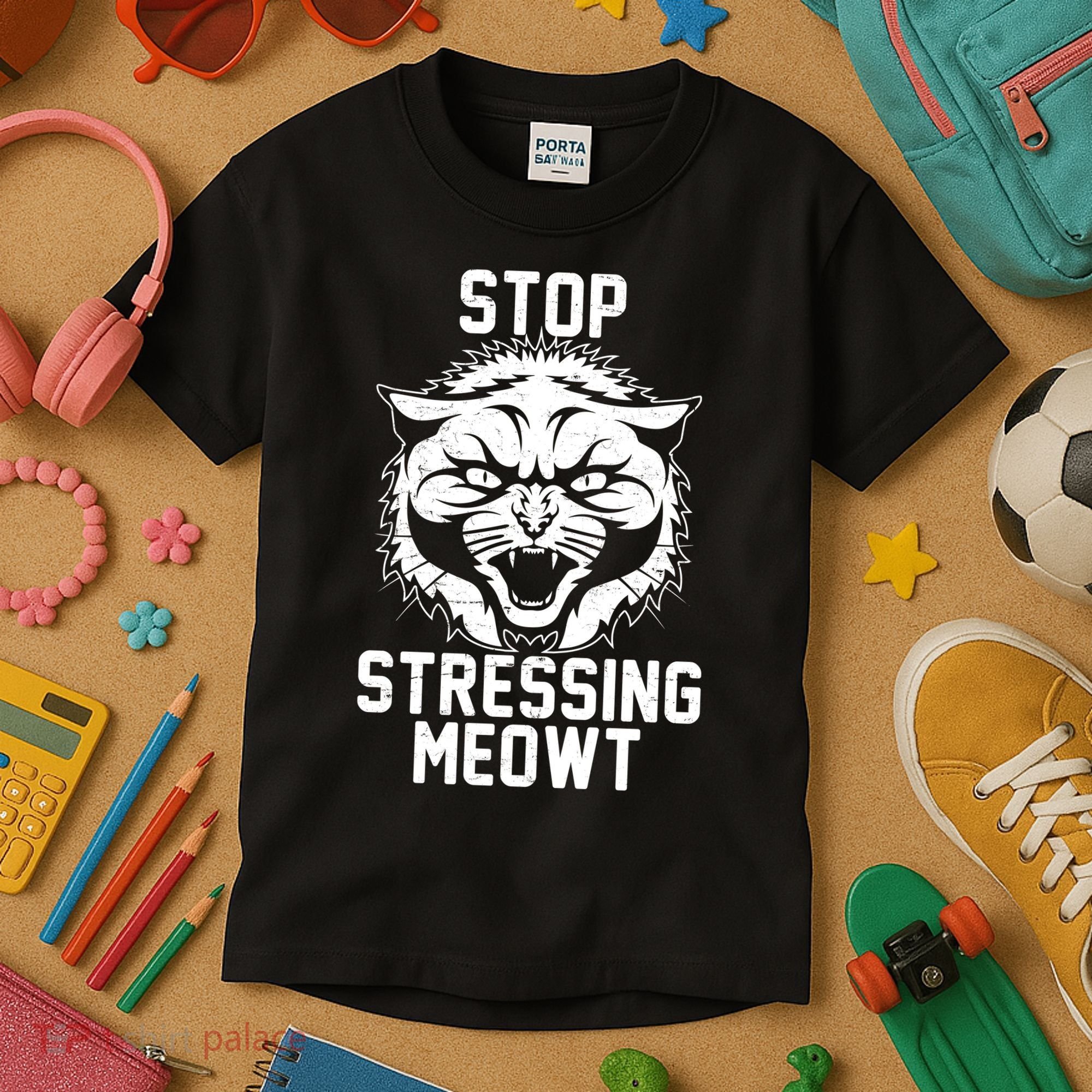 Stop Stressing Meowt Angry Cat Kids T-Shirt
