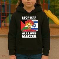 Stop War All Lives Matter Israel Palestine Kids Hoodie thumb 3