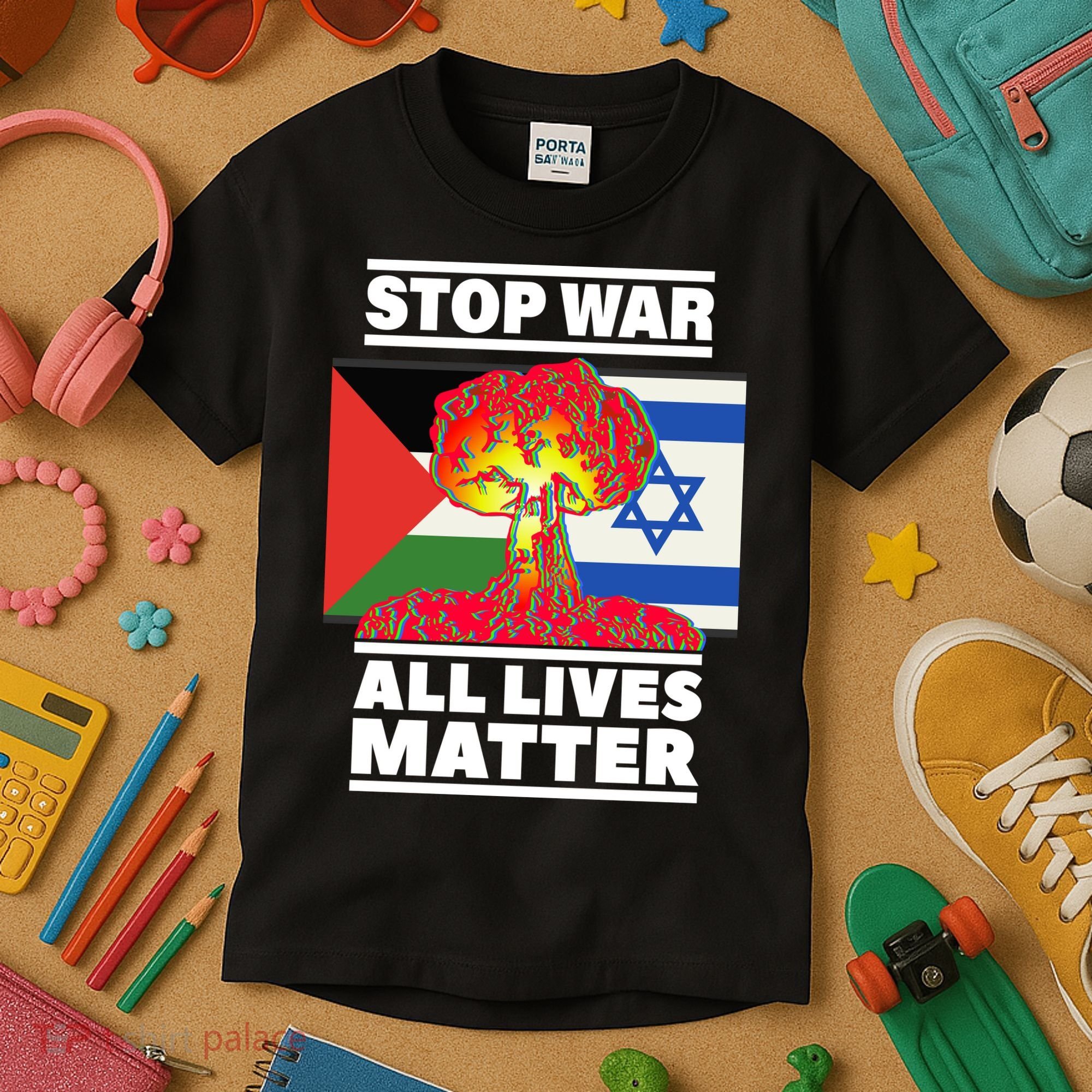 Stop War All Lives Matter Israel Palestine Kids T-Shirt