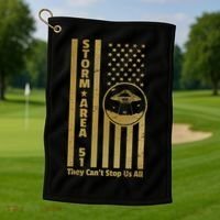 Storm Area 51 Golden Flag Golf Towel thumb 1
