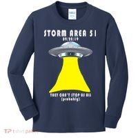 Storm Area 51 They Can't Stop Us Probably Kids Long Sleeve Shirt thumb 0