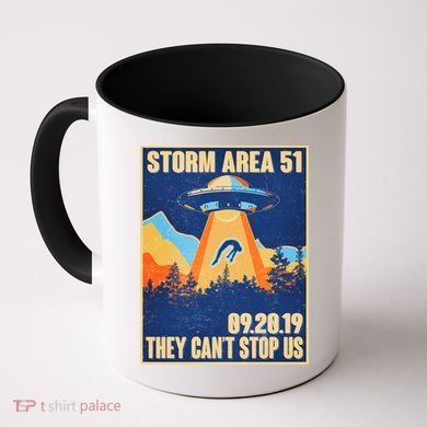 Storm Area 51 Travel Poster They Can't Stop Us Coffee Mug
