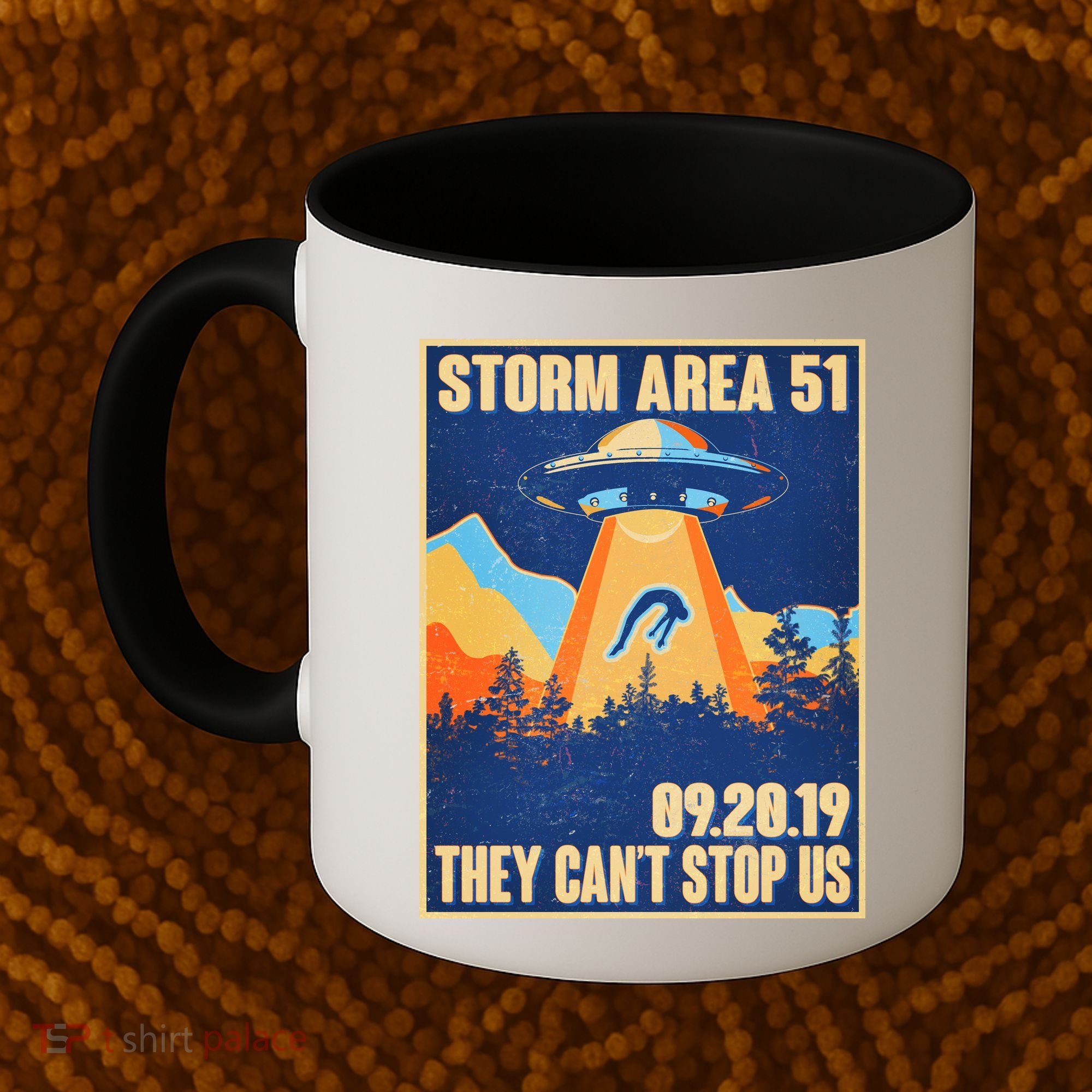 Storm Area 51 Travel Poster They Can't Stop Us Coffee Mug