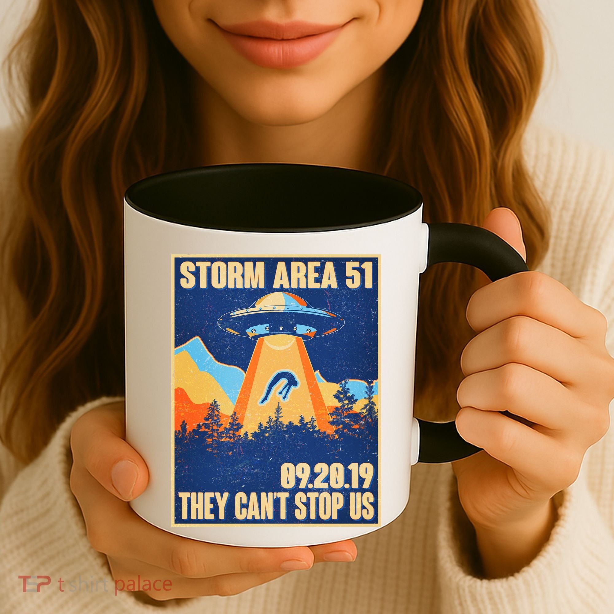 Storm Area 51 Travel Poster They Can't Stop Us Coffee Mug