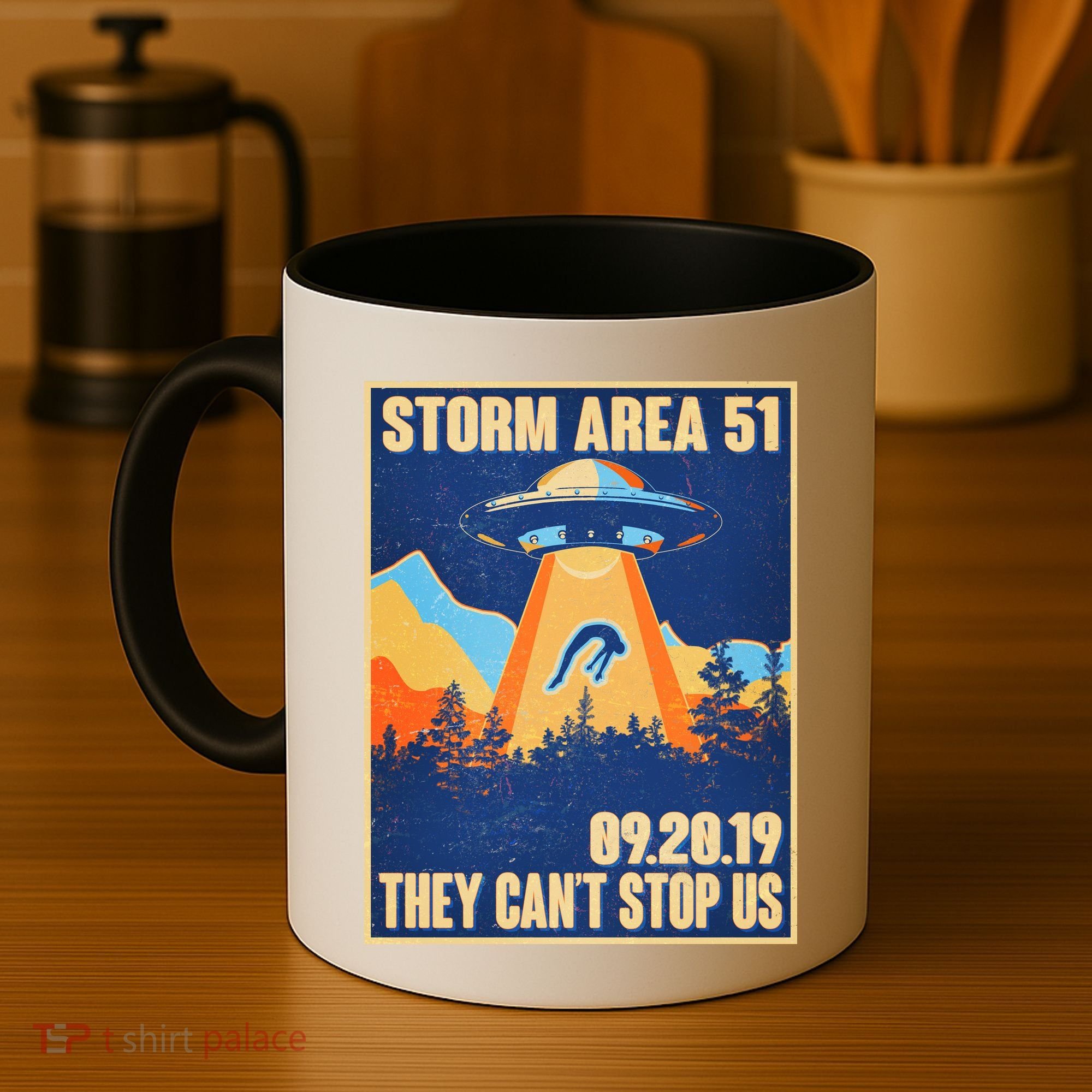 Storm Area 51 Travel Poster They Can't Stop Us Coffee Mug