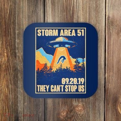 Storm Area 51 Travel Poster They Can't Stop Us Coaster