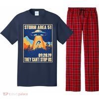 Storm Area 51 Travel Poster They Can't Stop Us Pajama Set thumb 0