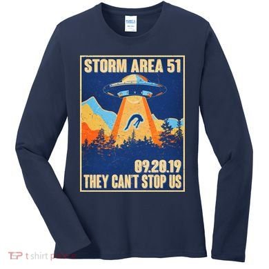Storm Area 51 Travel Poster They Can't Stop Us Women's Long Sleeve Shirt