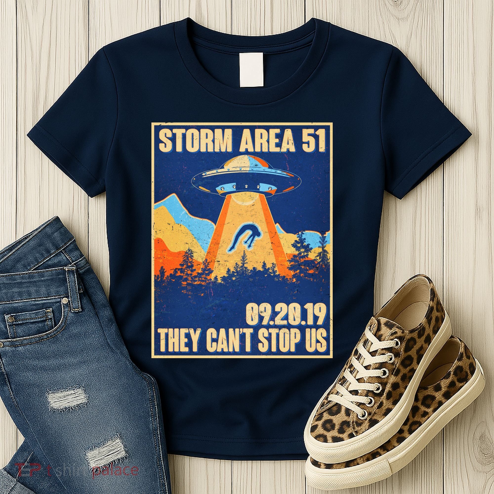 Storm Area 51 Travel Poster They Can't Stop Us Women's T-Shirt