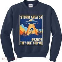 Storm Area 51 Travel Poster They Can't Stop Us Kids Sweatshirt thumb 0