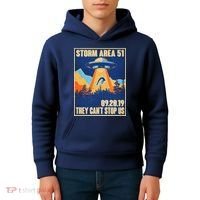 Storm Area 51 Travel Poster They Can't Stop Us Kids Hoodie thumb 4