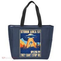 Storm Area 51 Travel Poster They Can't Stop Us Tote Bag thumb 0