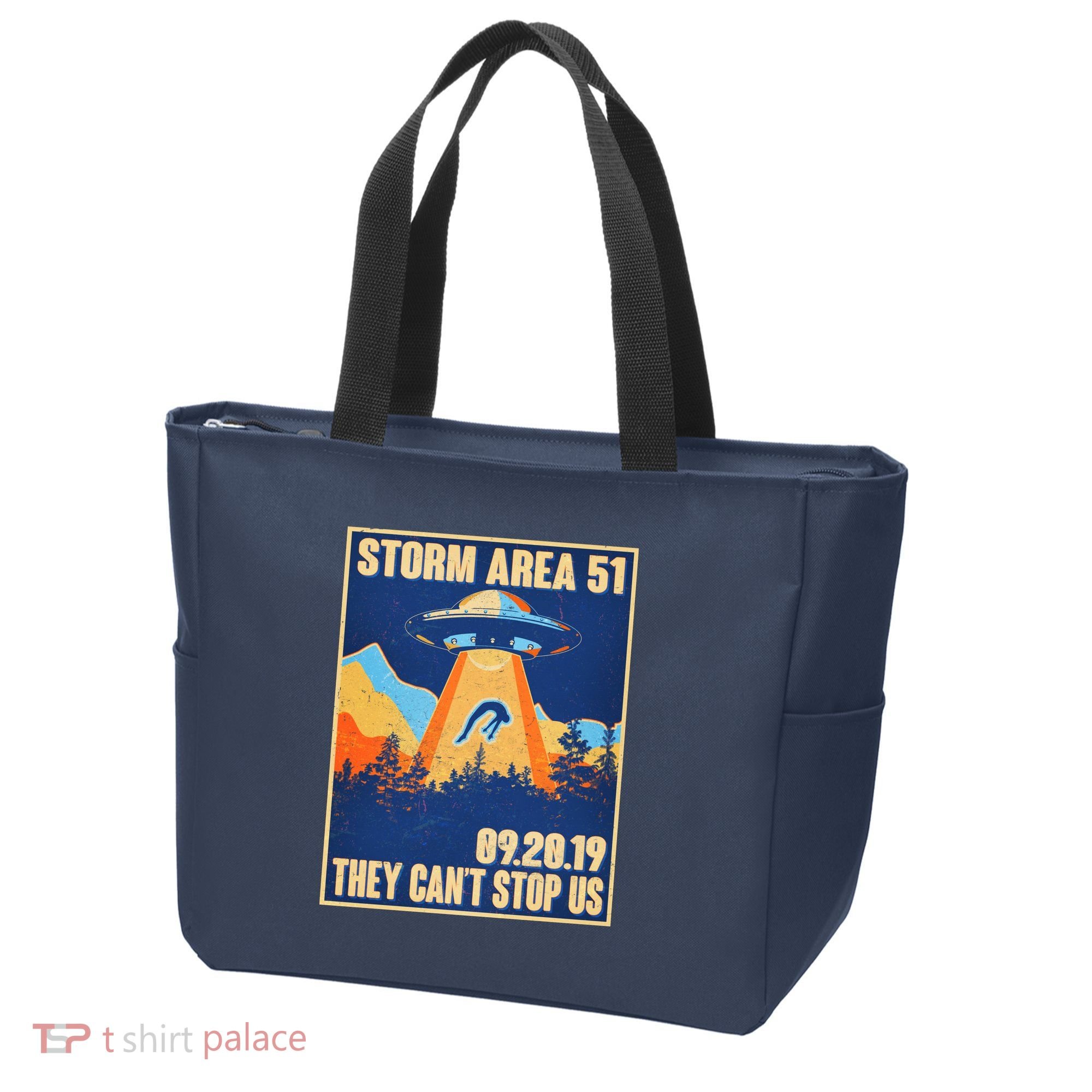 Storm Area 51 Travel Poster They Can't Stop Us Tote Bag