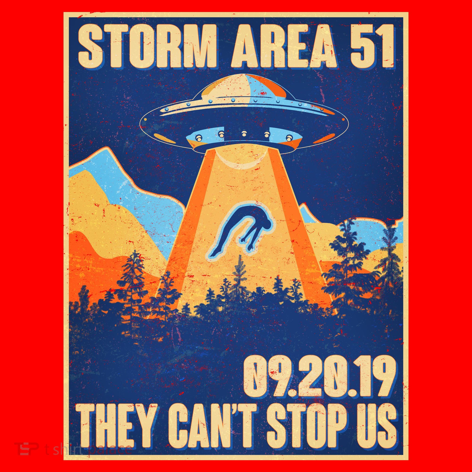 Storm Area 51 Travel Poster They Can't Stop Us Santa Hat