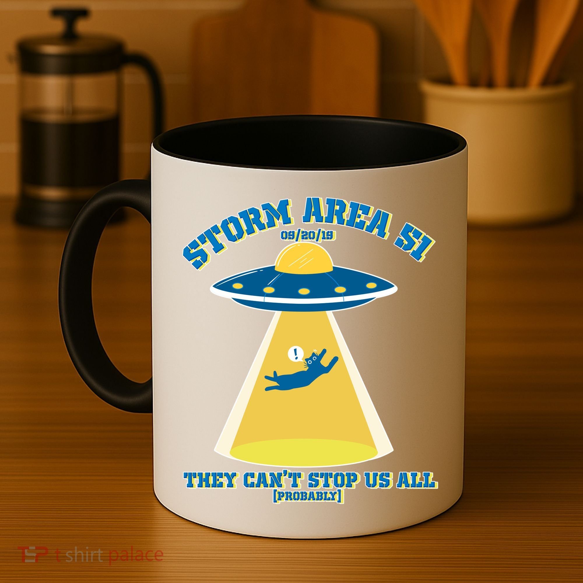 Storm Area 51 UFO Cat They Can't Stop Us All Coffee Mug