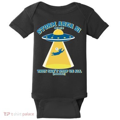 Storm Area 51 UFO Cat They Can't Stop Us All Baby Bodysuit