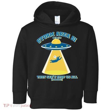 Storm Area 51 UFO Cat They Can't Stop Us All Toddler Hoodie