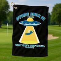Storm Area 51 UFO Cat They Can't Stop Us All Golf Towel thumb 1