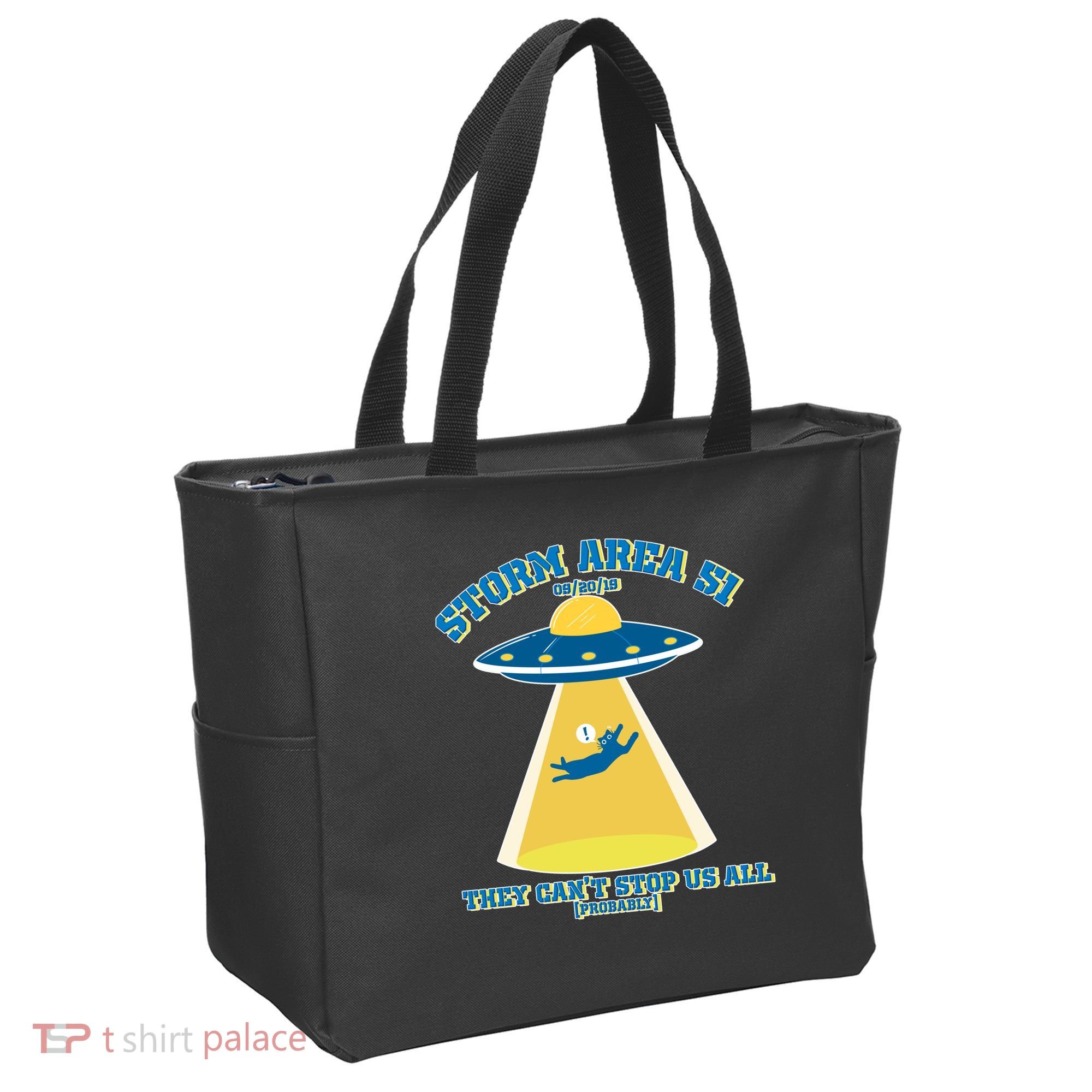 Storm Area 51 UFO Cat They Can't Stop Us All Tote Bag