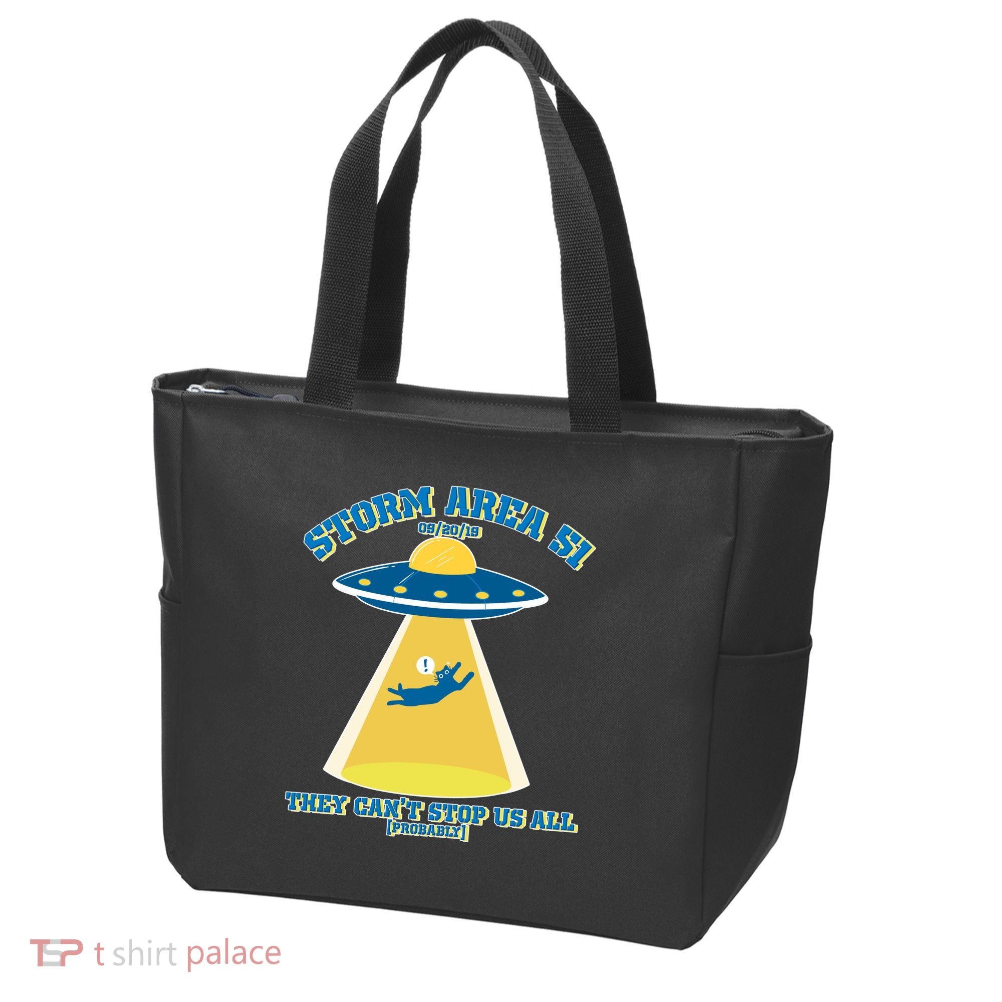 Storm Area 51 UFO Cat They Can't Stop Us All Tote Bag