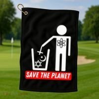 Save The Planet Humanist Anti Religion Atheist Atheism Golf Towel thumb 1