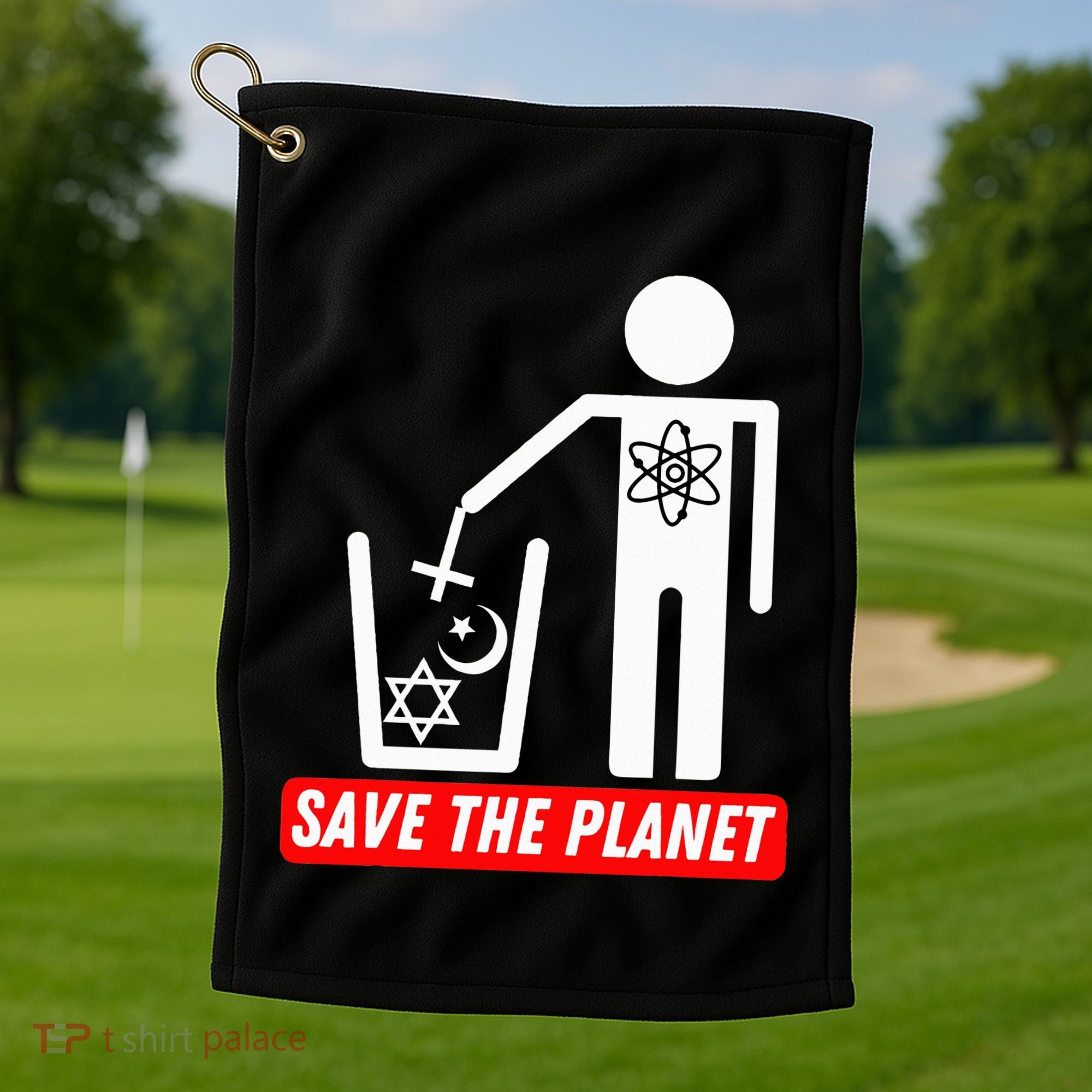 Save The Planet Humanist Anti Religion Atheist Atheism Golf Towel