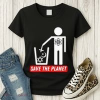 Save The Planet Humanist Anti Religion Atheist Atheism Women's T-Shirt thumb 3