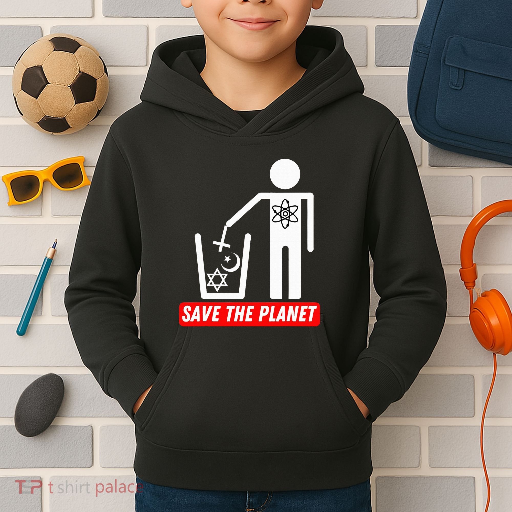 Save The Planet Humanist Anti Religion Atheist Atheism Kids Hoodie