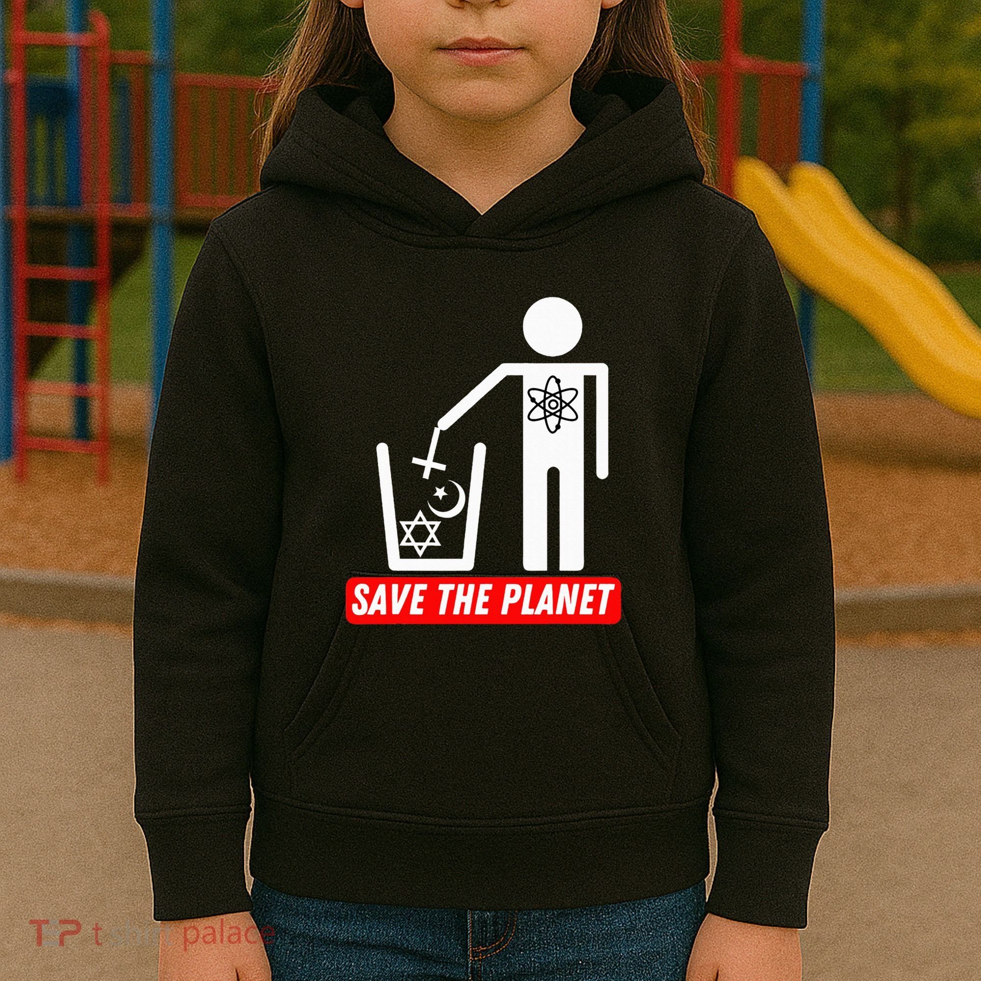 Save The Planet Humanist Anti Religion Atheist Atheism Kids Hoodie