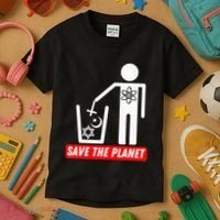 Save The Planet Humanist Anti Religion Atheist Atheism Kids T-Shirt thumb 3