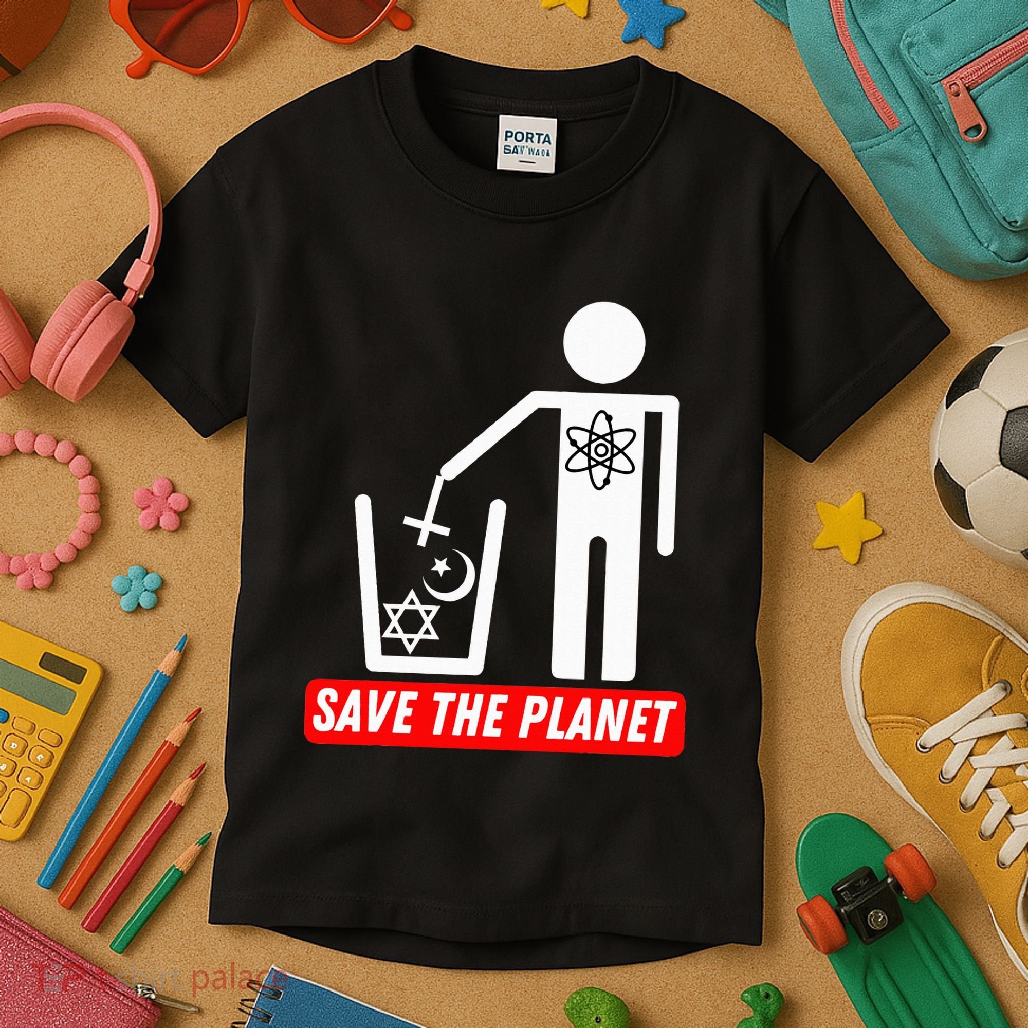 Save The Planet Humanist Anti Religion Atheist Atheism Kids T-Shirt