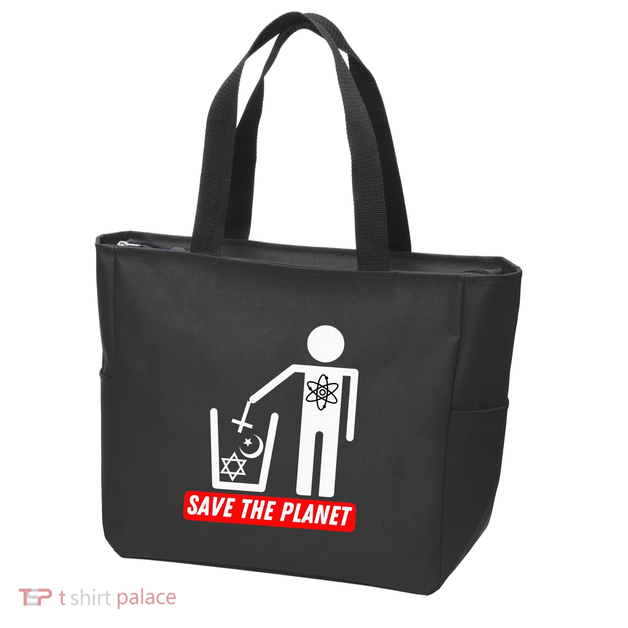 Save The Planet Humanist Anti Religion Atheist Atheism Tote Bag