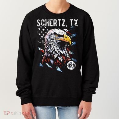 Schertz Texas Patriotic Eagle Usa Flag Women's Sweatshirt