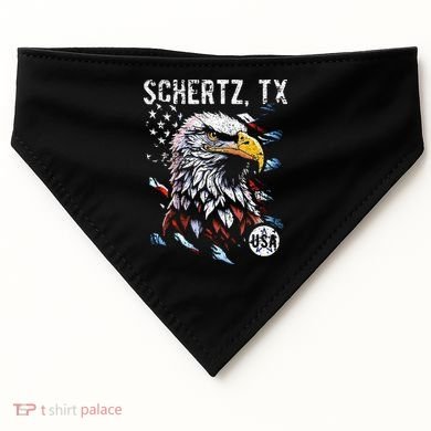 Schertz Texas Patriotic Eagle Usa Flag USA-Made Doggie Bandana