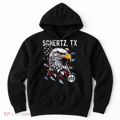 Schertz Texas Patriotic Eagle Usa Flag Hoodie