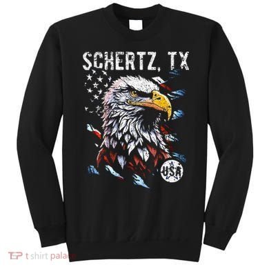 Schertz Texas Patriotic Eagle Usa Flag Sweatshirt