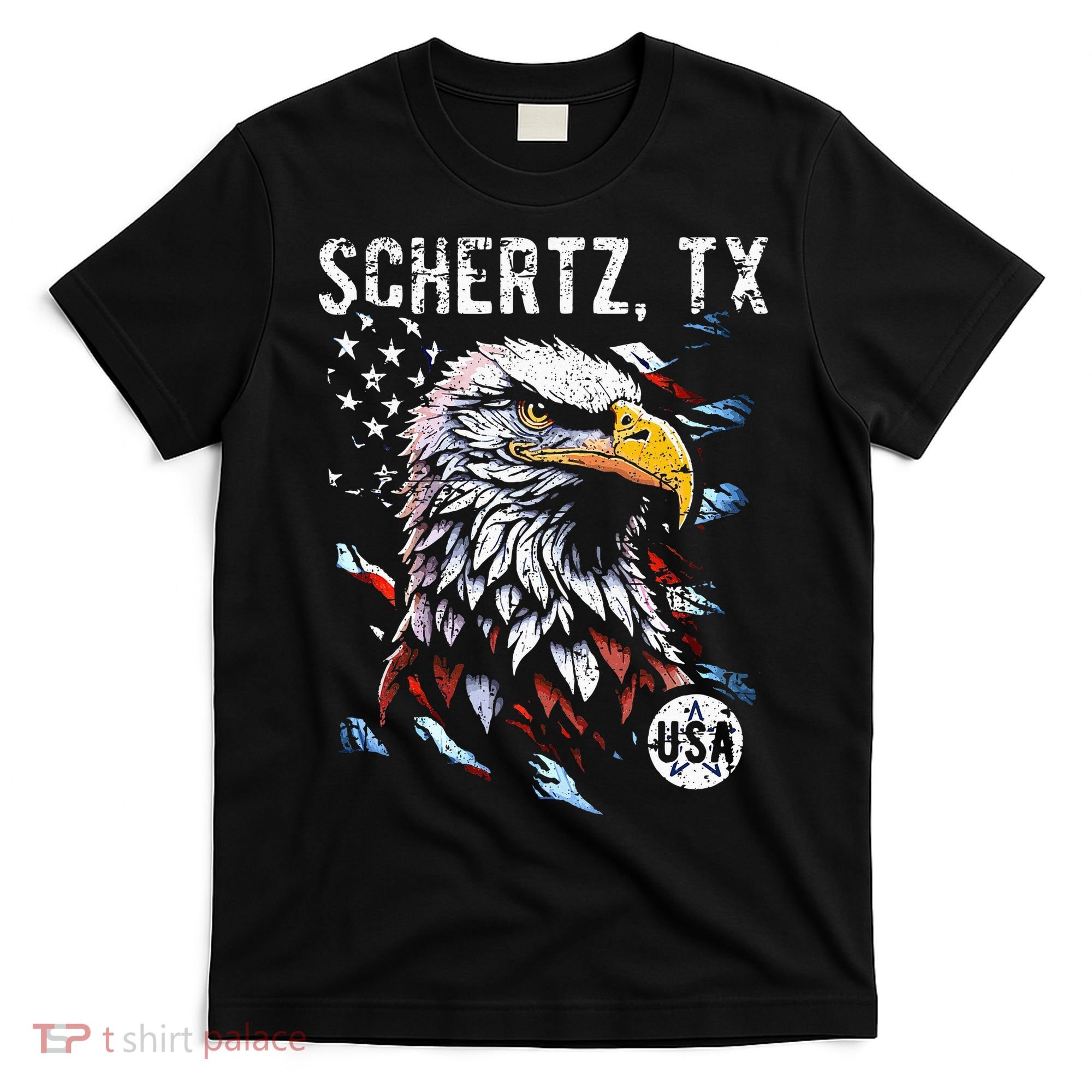 Schertz Texas Patriotic Eagle Usa Flag T-Shirt