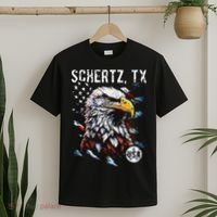 Schertz Texas Patriotic Eagle Usa Flag T-Shirt thumb 2