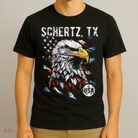Schertz Texas Patriotic Eagle Usa Flag T-Shirt thumb 3